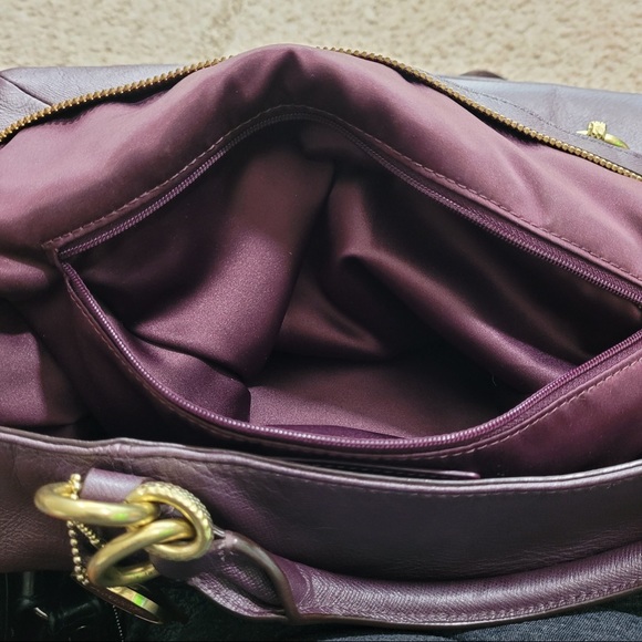 Coach Campbell Turnlock Leather Large Satchel Bag in Pearlized Plum - Picture 7 of 12